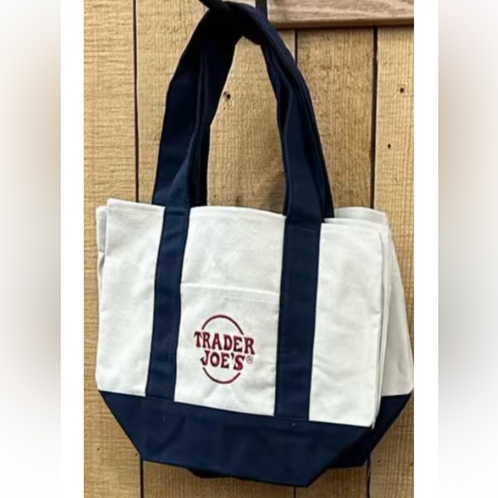 Lot of 8 Trader Joe's Large Blue Canvas Tote Bags Ltd Edition SHIPS FAST!